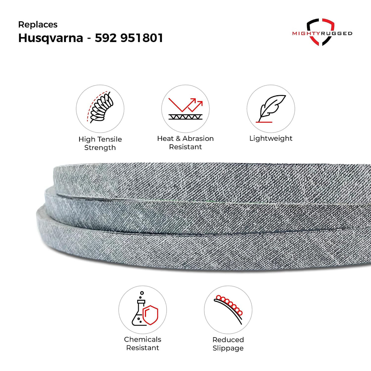 592951801 Husqvarna Deck Belt Replacement - Belt Length 152" - Premium, Heavy-Duty, Aramid Cord for Husqvarna