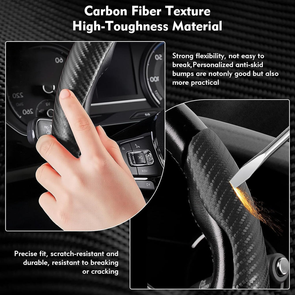 Steering Wheel Cover 3 Pcs Set, Anti-Slip, Scratch-Resistant, Universal Fit for 14-16 Inch Steering Wheels, Car