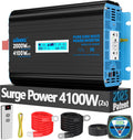 2000 Watt Pure Sine Wave Power Inverter 12V DC to 120V AC,4100W Surge Peak Power,UL Listed GFCI Outlets,FCC