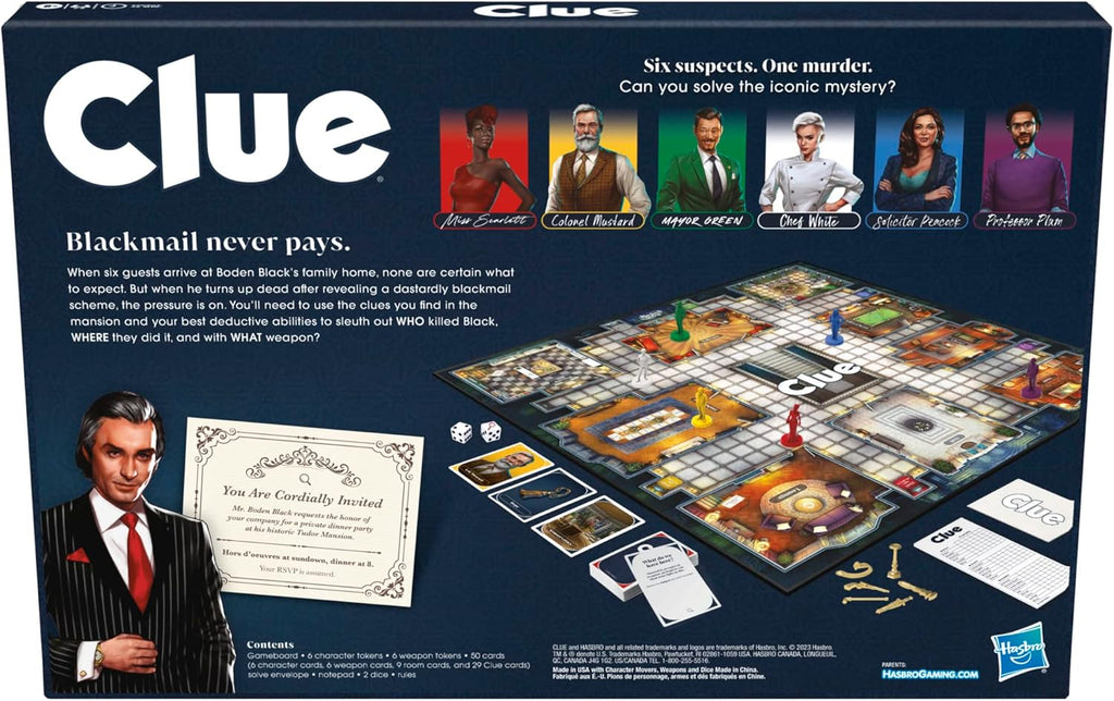 Clue Board Game for Ages 8 and Up, Reimagined Clue Game for 2-6 Players, Mystery, Detective, Family Games for Kids