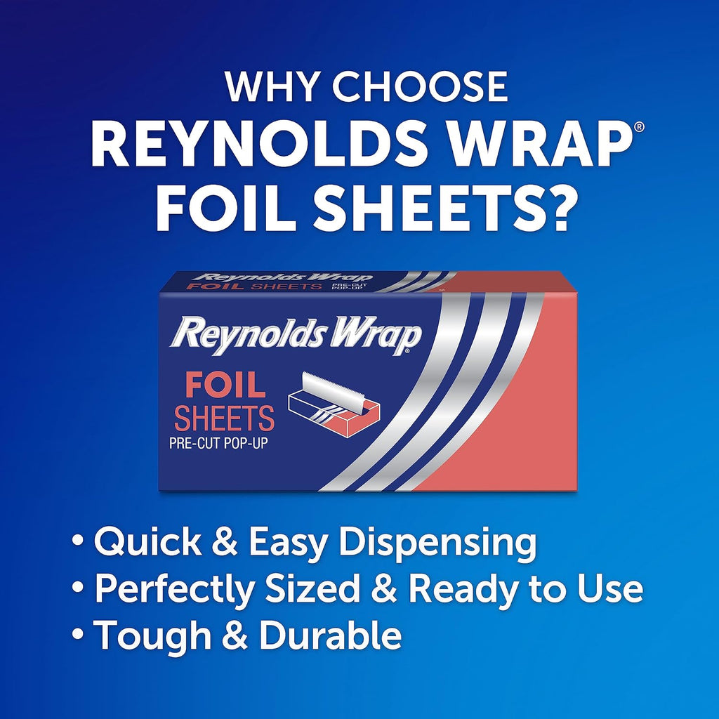 Wrap Pop-Up Aluminum Foil Sheets, 50ct (Pack of 5), 250 Total