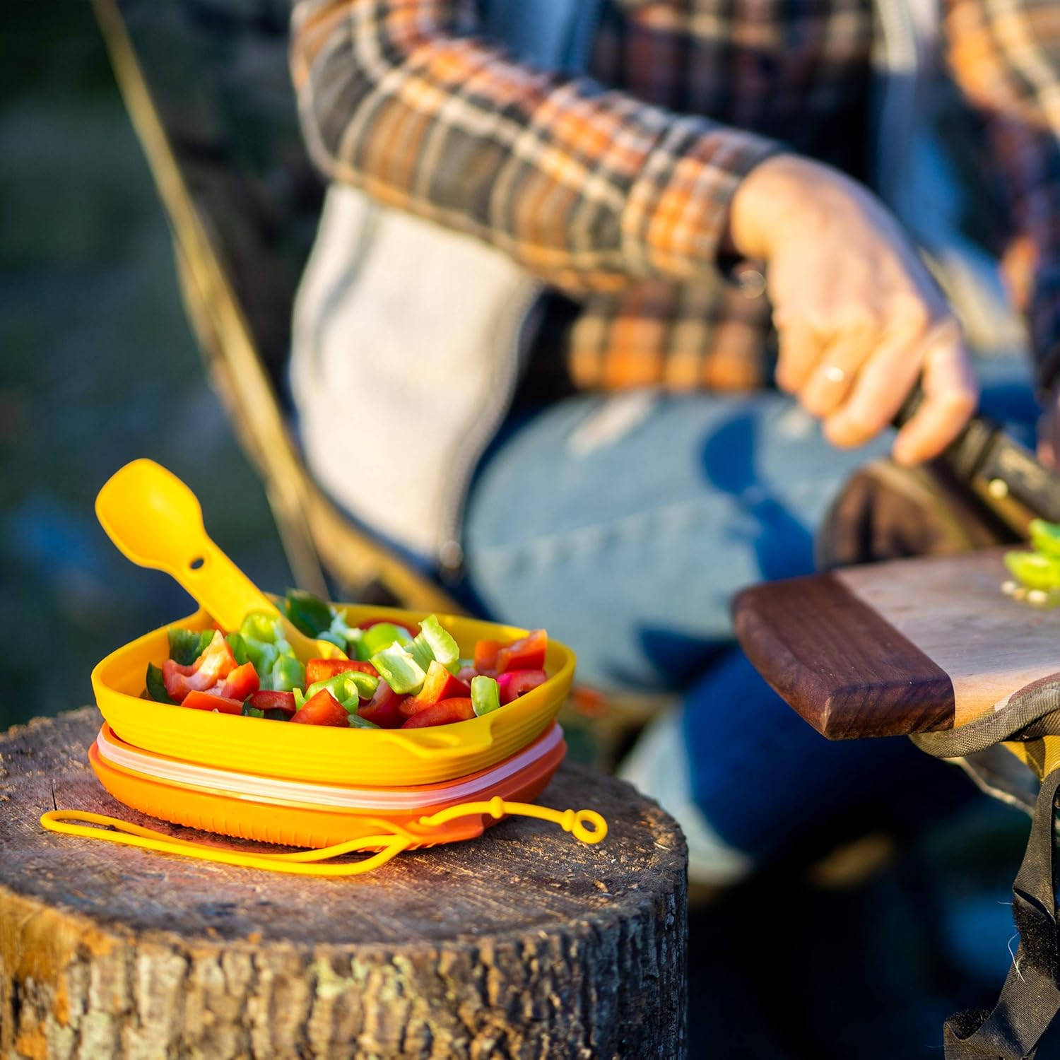 4-Piece Camping Mess Kit with Bowl, Plate and 3-in-1 Spork Utensil Set