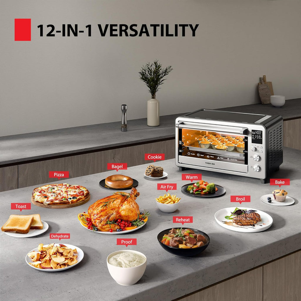ChefFry Air Fryer Toaster Oven Combo, 26.4-Quart, Stainless Steel | Bake, Broil, Pizza & Dehydrate, with Toast