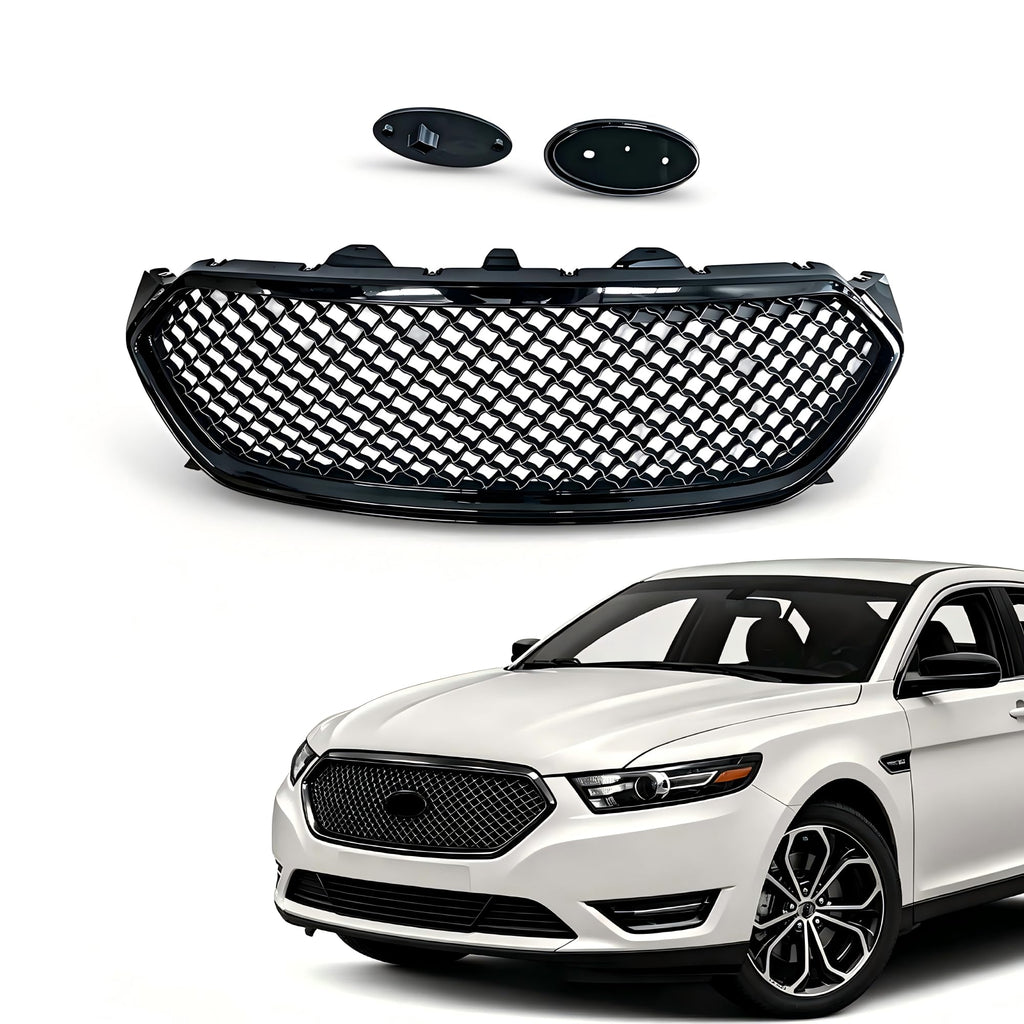 Front Upper Grille Gloss Black Fits 2013 2014 2015 2016 2017 2018 2019 Ford Taurus