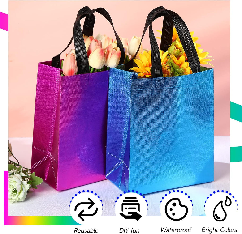 80 Pcs Reusable Gift Bags, Medium, Colorful