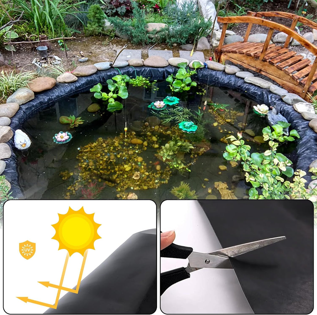 14 x 14 FT Pond Liner, 20 Mil HDPE Pond Liners for Outdoor Ponds