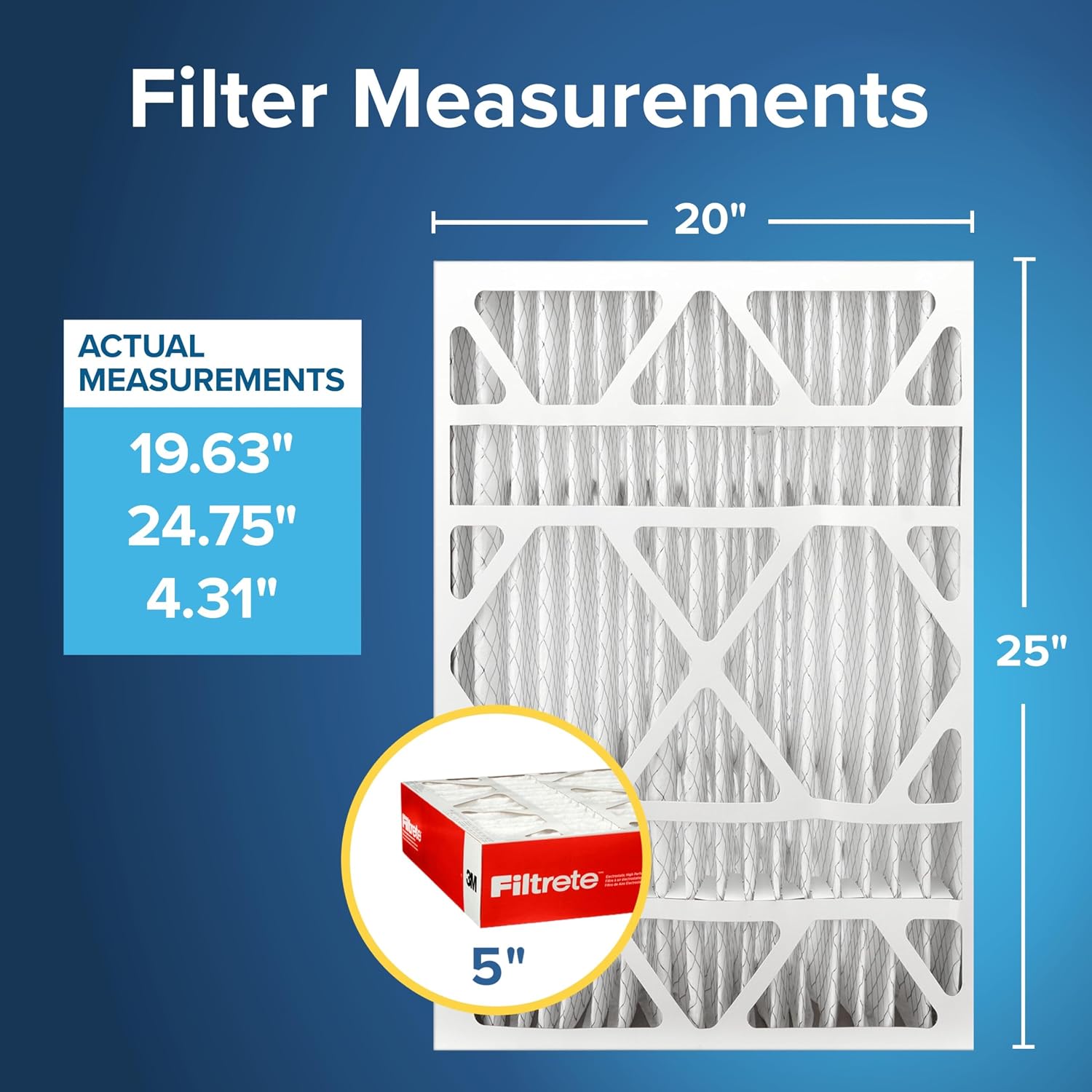 20x25x5 Air Filter MERV 11, MPR 1000 Micro Allergen Defense 2-Pack, Fits Lennox, AC Furnace HVAC Filters for Home