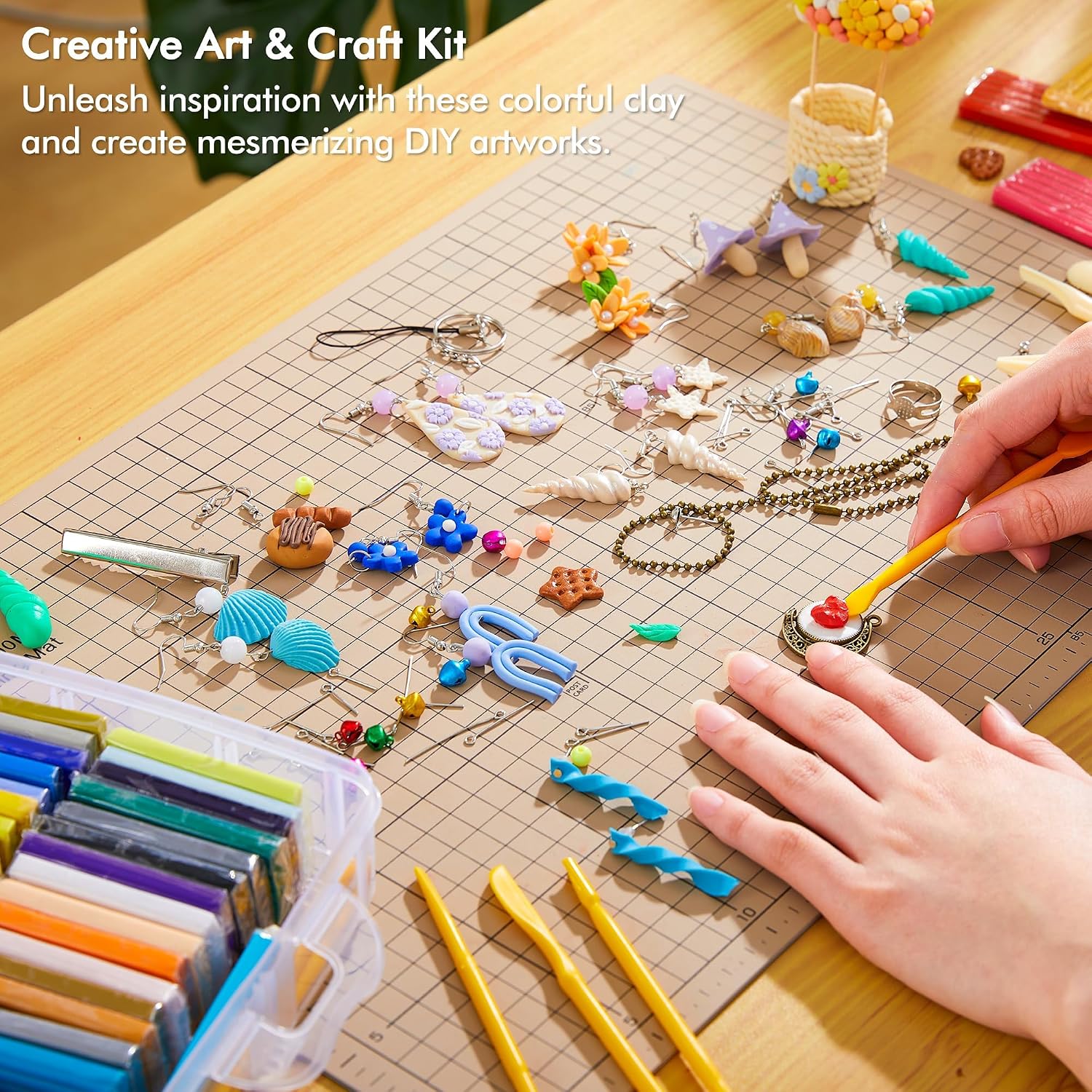 82 Colors Polymer Clay Kit, Oven Bake Clay for Kids, 19 Sculpting Tools, 16 Accessories, Non-Toxic, Non-Sticky DIY