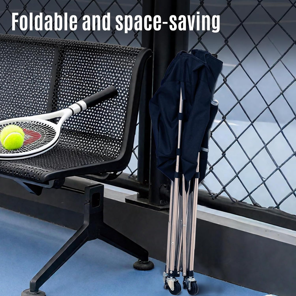 Tennis Ball Hopper with Wheels, 180 Capacity Ball Cart, Black