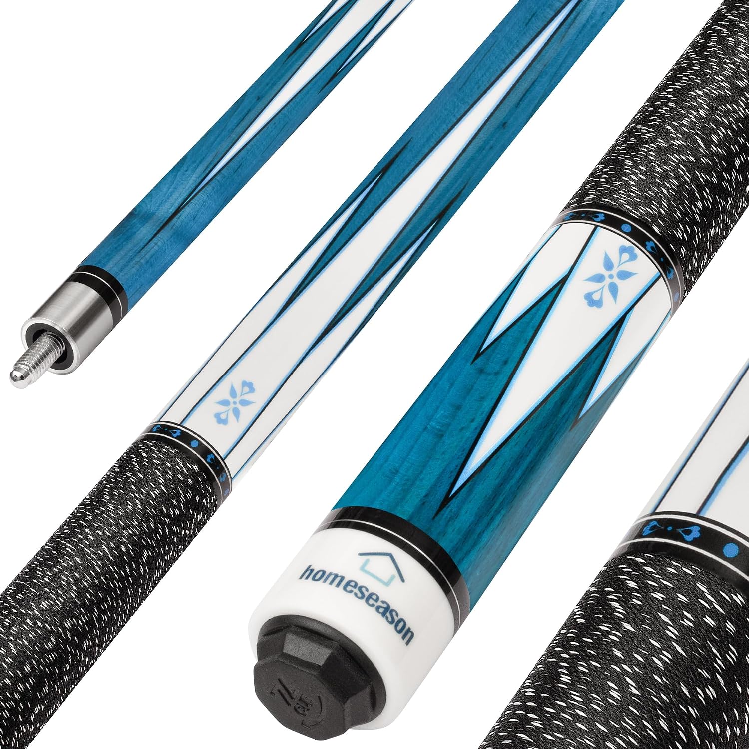 Pool Cue Stick 58" Billiard Cue Sticks Nylon Thread Grip Professional Low Deflection Pool Sticks