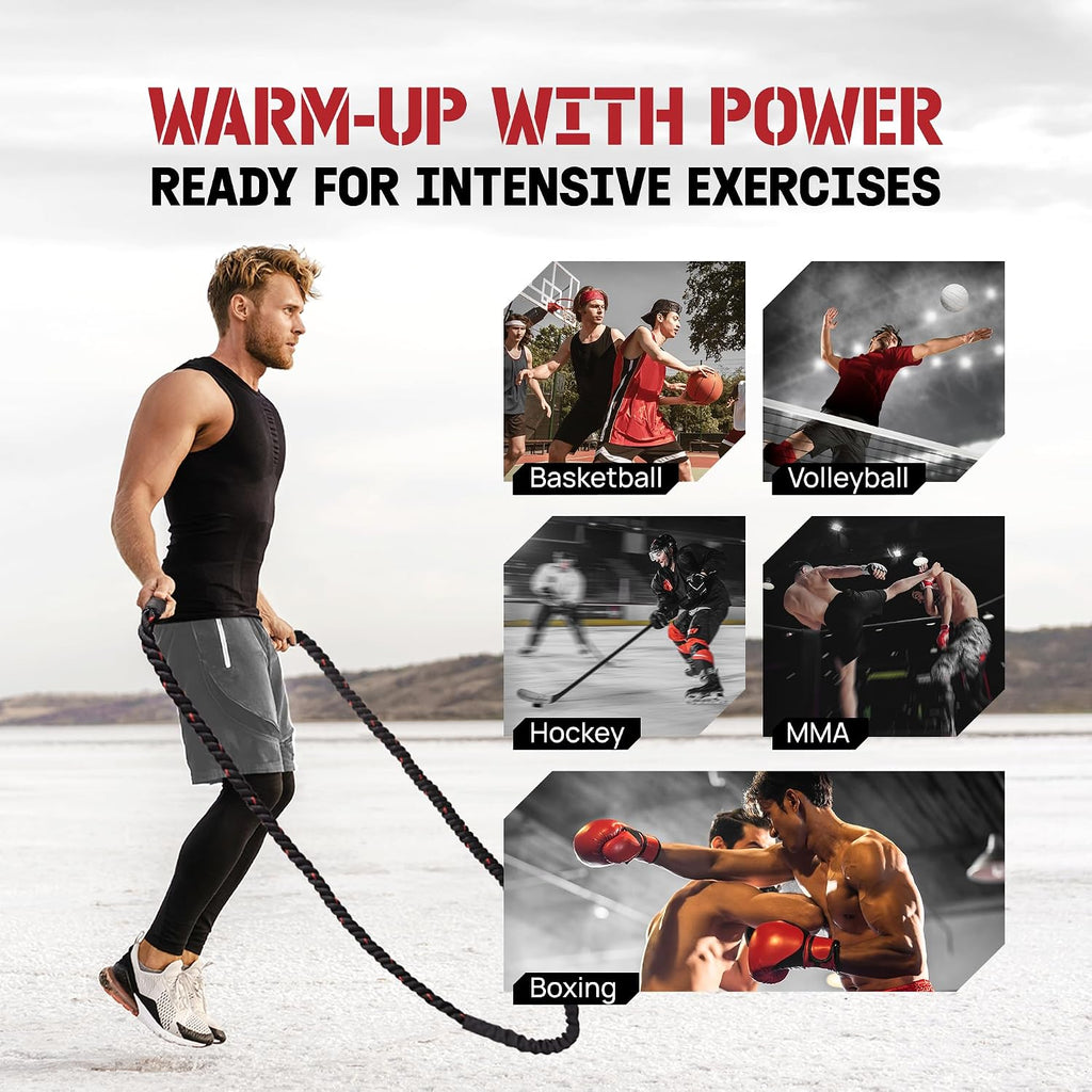 Weighted Jump Rope, 2.8LB Heavy Skipping Rope with Anti-Slip Double Layer Handle & Protective Sleeve for Fitness