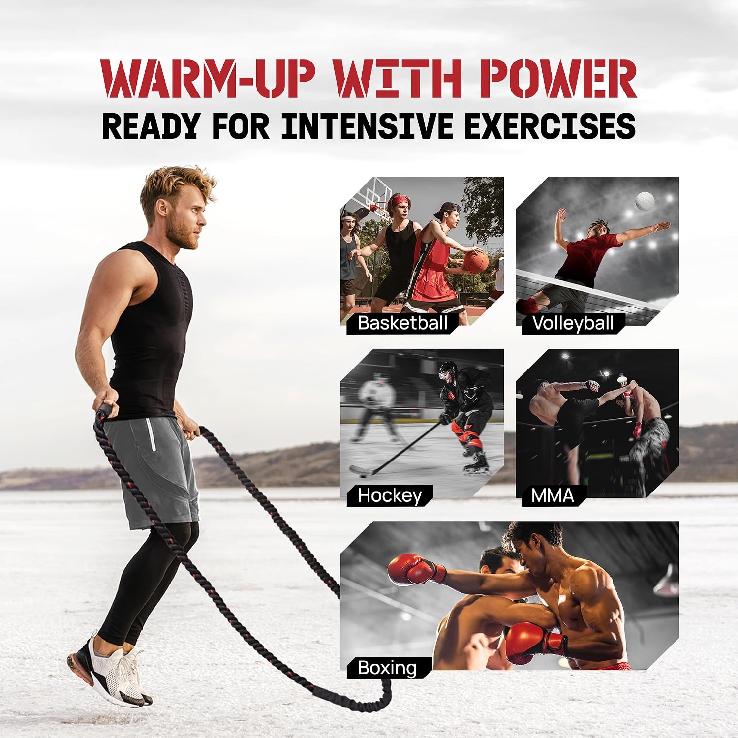 Weighted Jump Rope, 2.8LB Heavy Skipping Rope with Anti-Slip Double Layer Handle & Protective Sleeve for Fitness