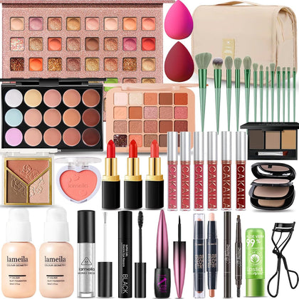 All in One Makeup Kit for Women Full Kit, Professional Travel Makeup Kit for Women & Teens, Foundation Eyeshadow