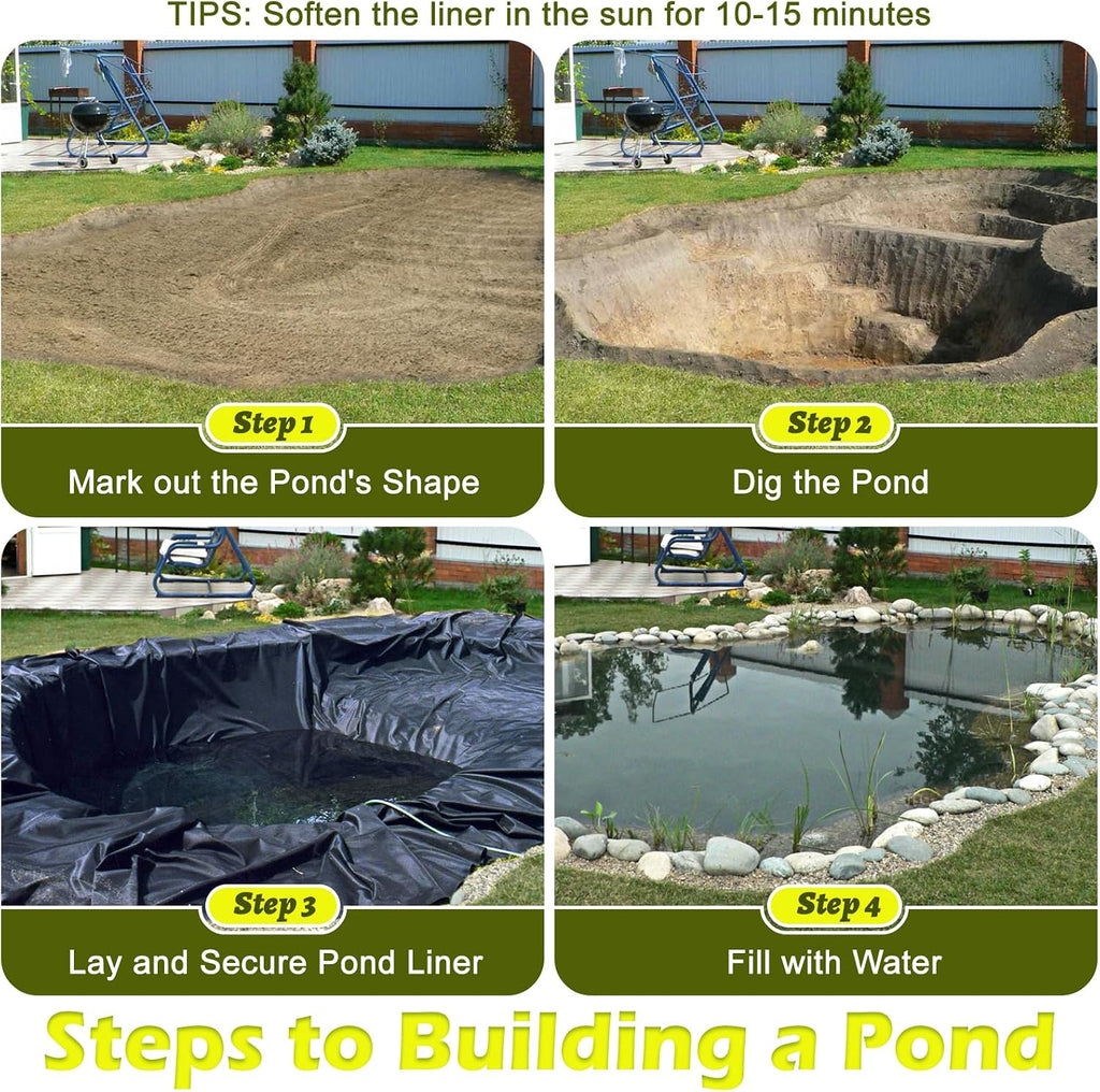 7 X 10 FT Pond Liner, 20 Mil HDPE Pond Liners for Outdoor Ponds