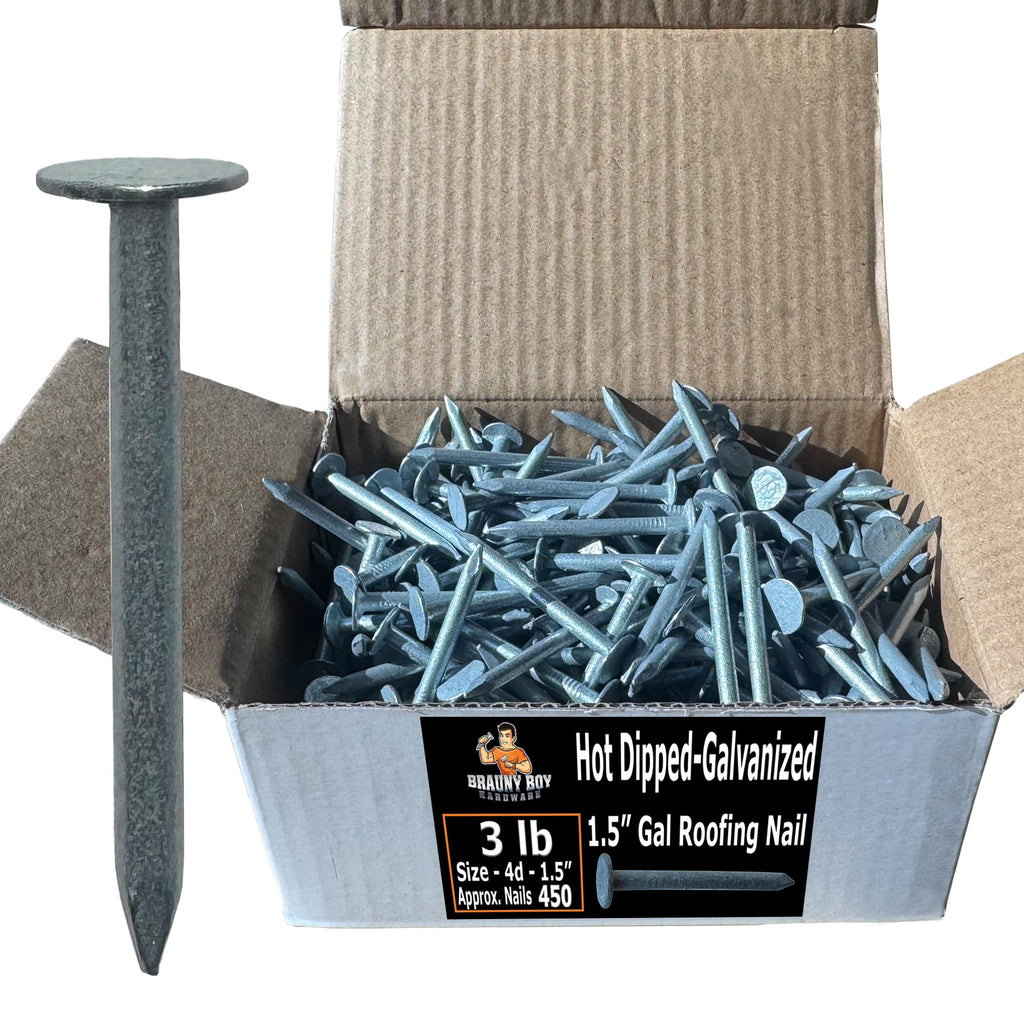 BRAUNY BOY 1.5" 4D Hot Dipped Galvanized Roofing Nails 1 lb