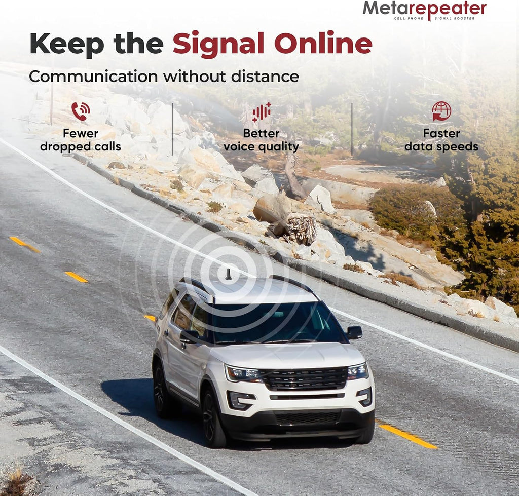 Vehicle Cell Phone Signal Booster with LCD Display | Improves Weak Cellular Signals While Driving. Works With