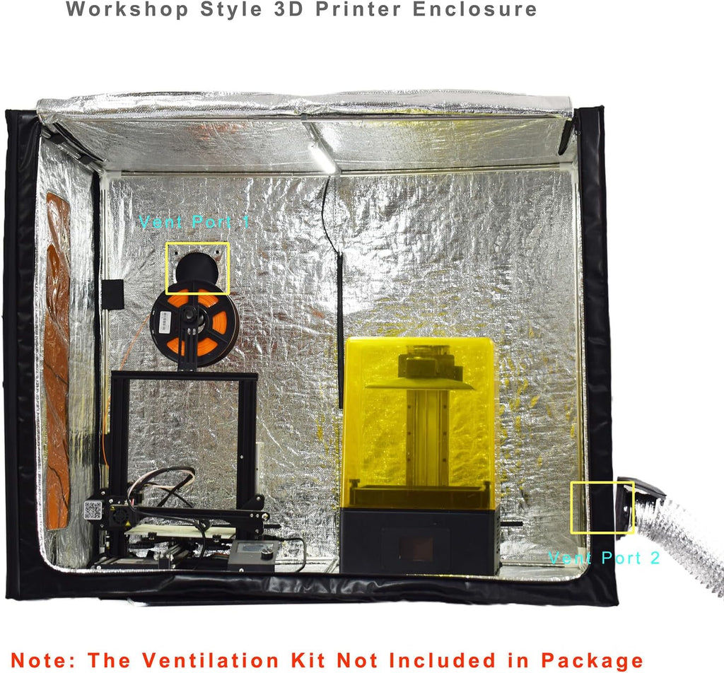 3D Printer Enclosure with Ventilation Kit – Thermal Insulation Cover & Fume Extraction Tent for FDM/DLP、SLA/LCD 3D