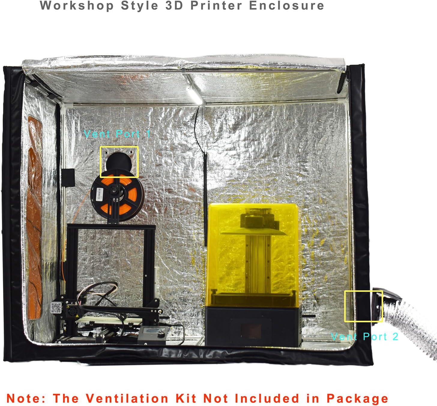 3D Printer Enclosure with Ventilation Kit – Thermal Insulation Cover & Fume Extraction Tent for FDM/DLP、SLA/LCD 3D