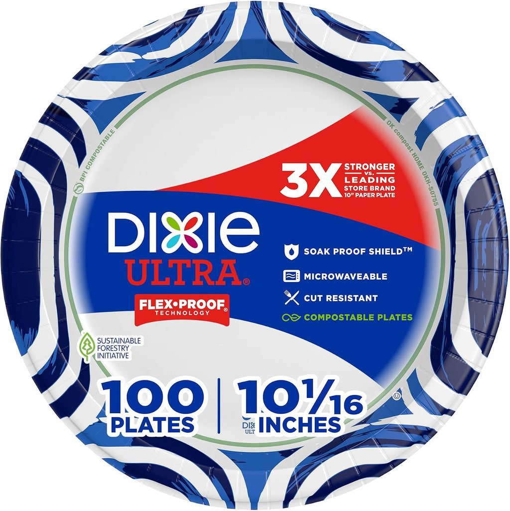 Large Paper Plates 10 Inch Heavy Duty Disposable Plates 100ct