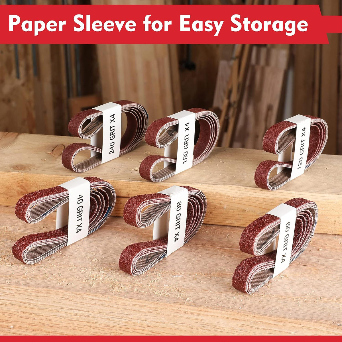 WORKPRO 24-Pack 1/2 x 18 Inch Sanding Belts, Aluminum Oxide Abrasive Belts