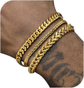 Mens Bracelet Silver and Gold Bracelet for Men Rakhi for Brother | Waterproof Stainless Steel Cuban Chain Bracelet