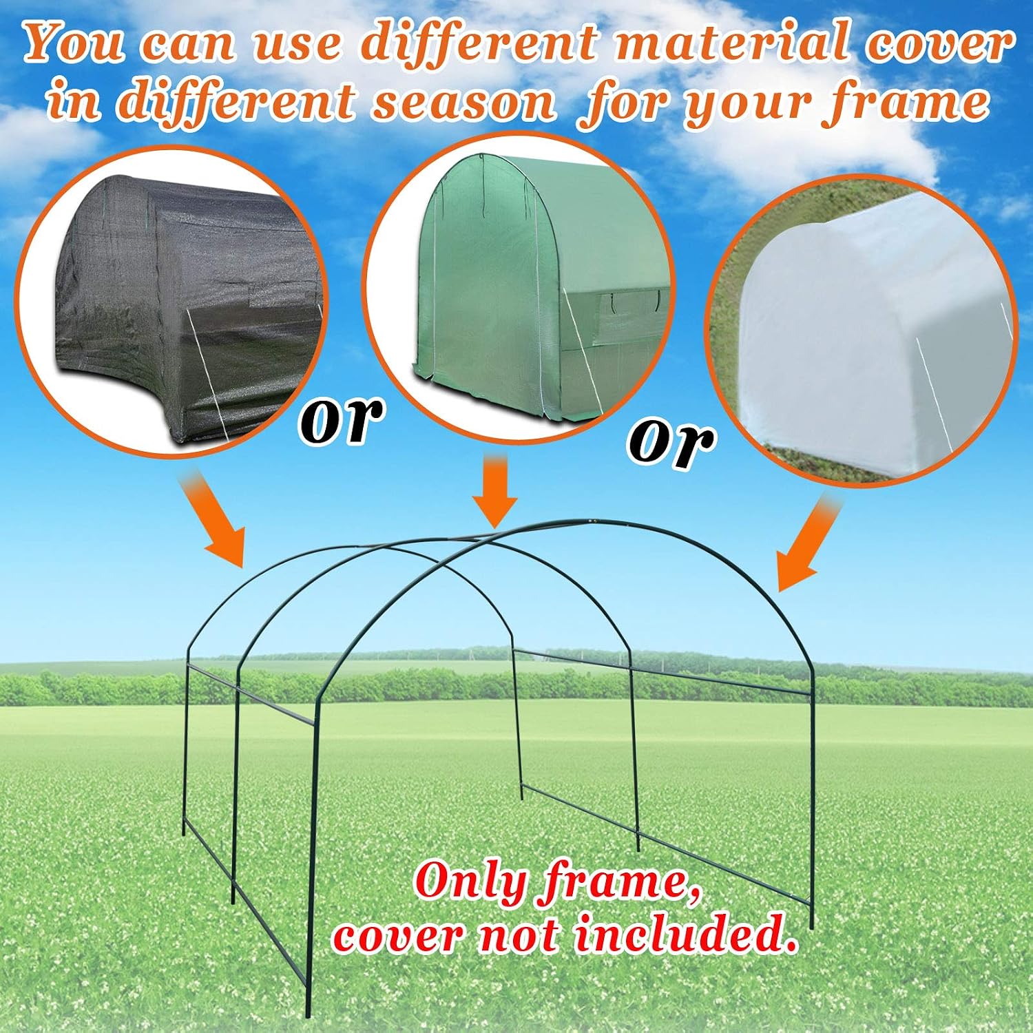 Greenhouse Replacement Frame for Outdoor Larger Hot Garden House , Support Arch Frame Climbing