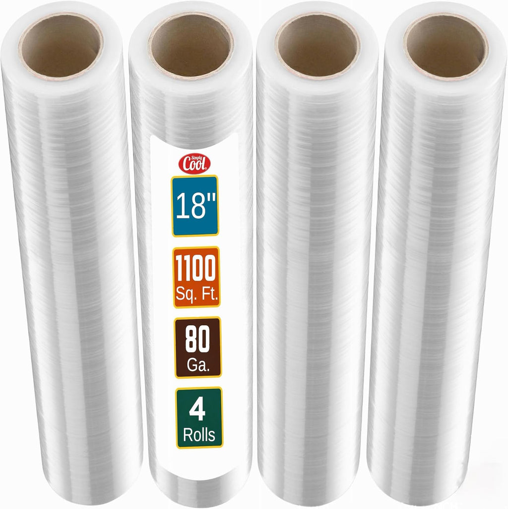 4 Pack Stretch Wrap 18 Inch 80 Gauge Shrink Wrap