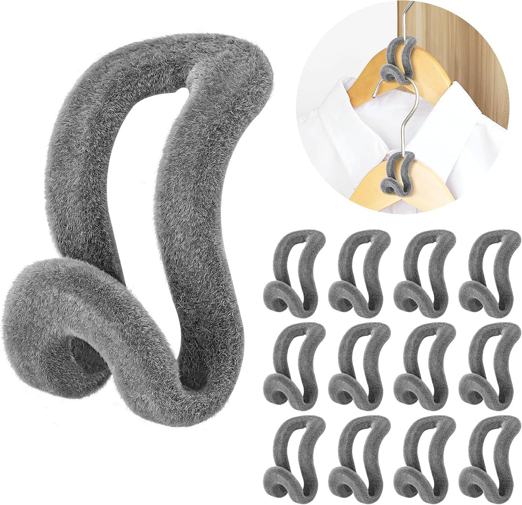 60 Pack Velvet Space-Saving Hanger Connector Hooks for Closet, Gray | Cascading Hanger Hooks, College Dorm Essentials