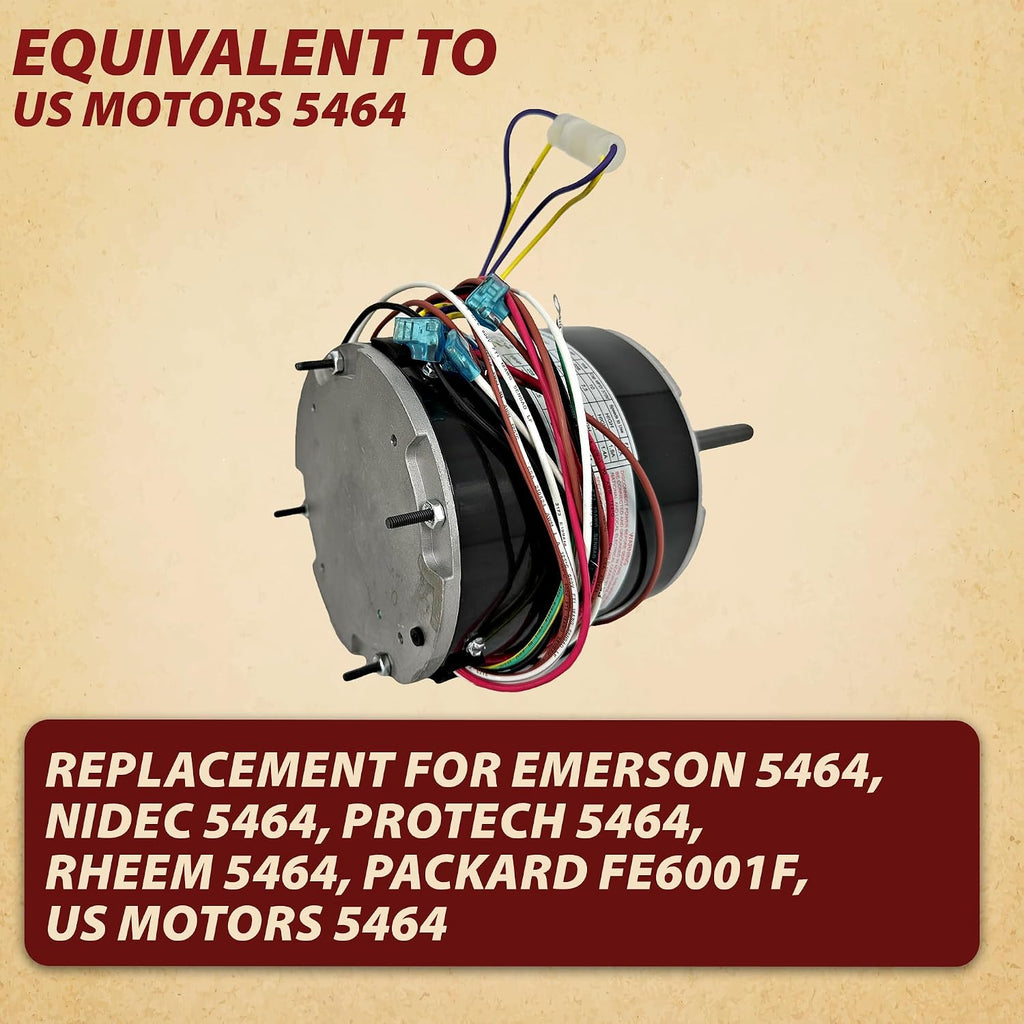 US Motors 5464 2-Speed HVAC Condenser Blower Fan Motor, 1/3 HP, OEM Caliber