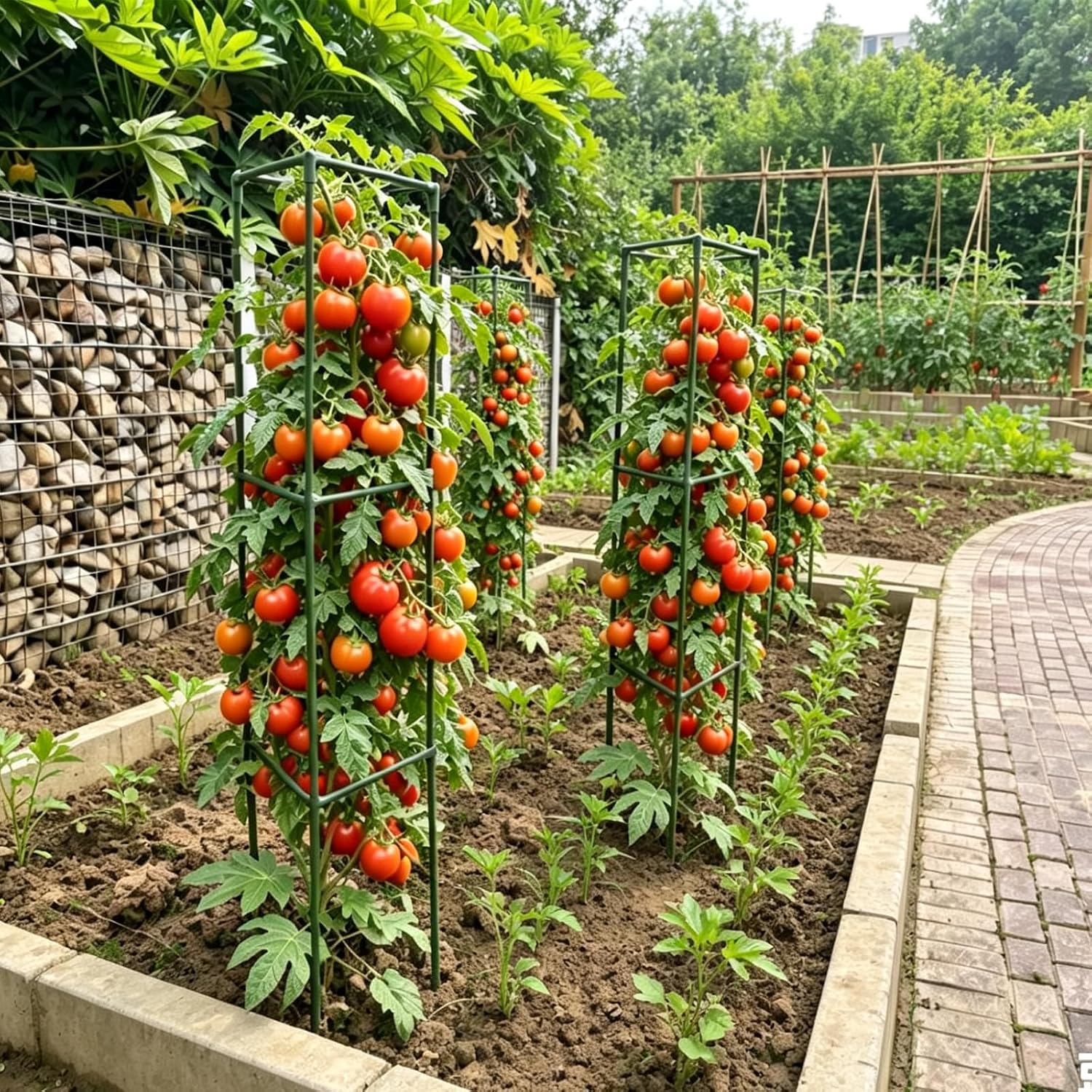 Tomato Cages for Garden,6 Pack 50in Tall Tomato Plant Support Stakes Adjustable Heavy Duty Steel Plant Tower Stakes