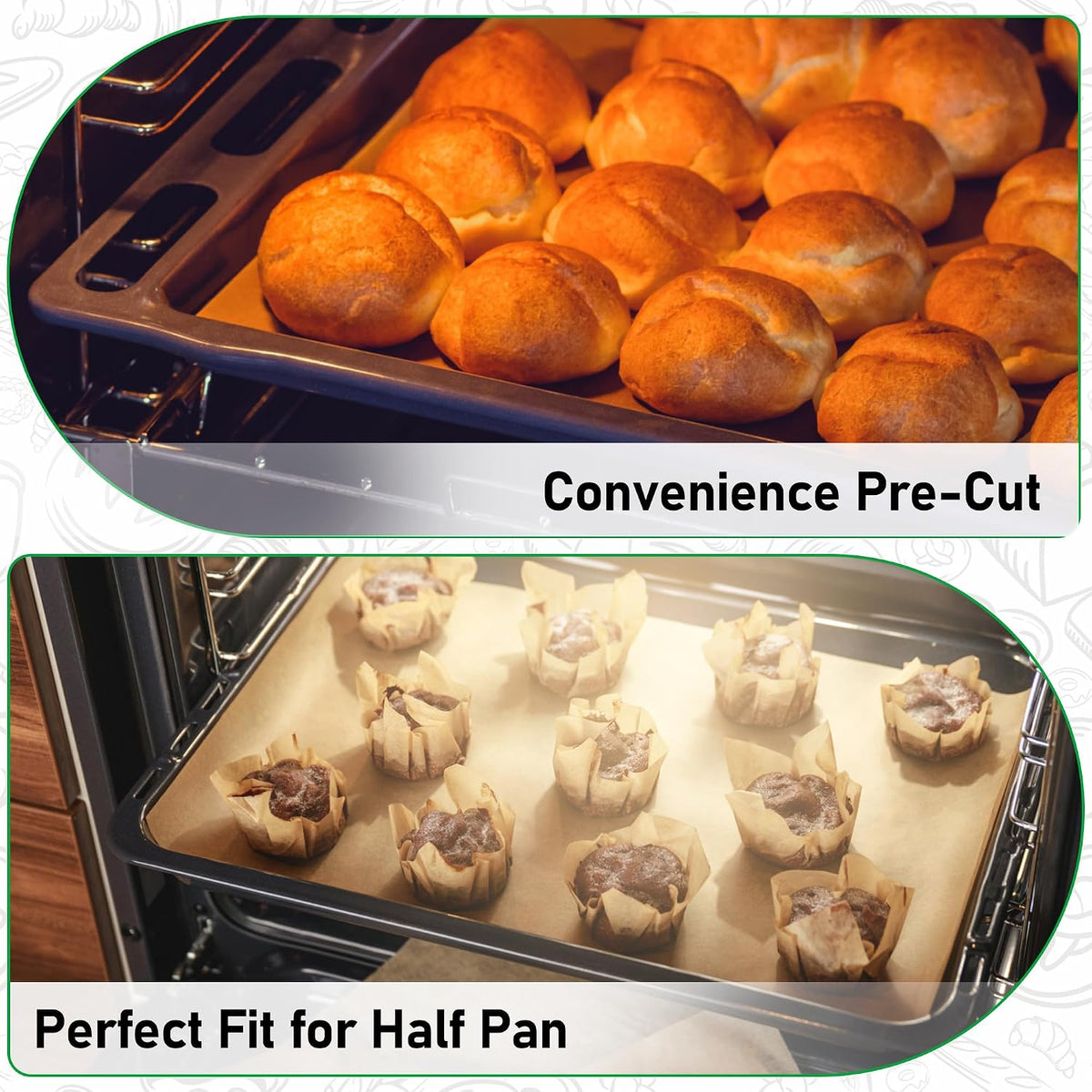 500 Pcs Non-Stick Parchment Paper Baking Sheets 12-3/16"x16-3/8"