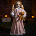 Halloween Animatronics 36inch Doll, 3ft Animated Decorations with Sound Activated, Creepy Sound, Light Up Eyes, Scary