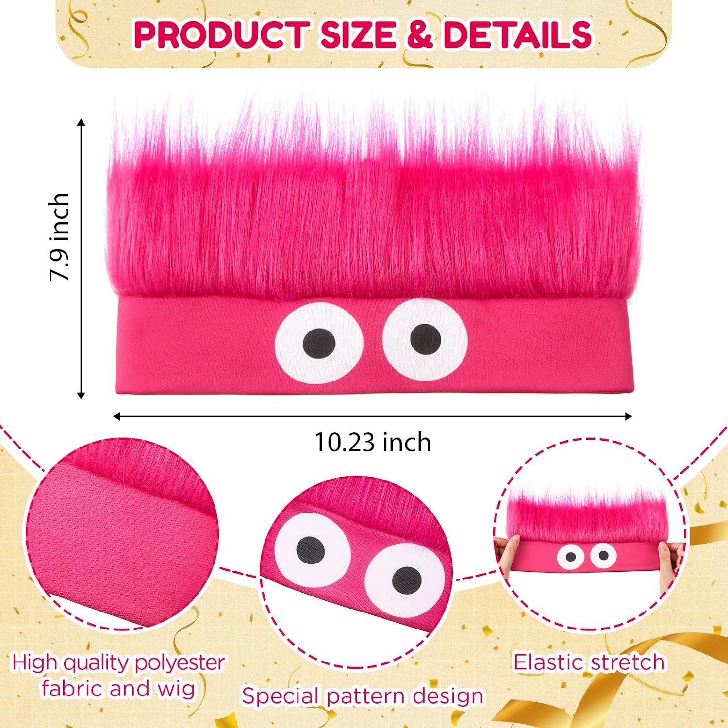 Hairy Headband Crazy Hair Day Fun Wig Hat Costume Accessory for Women Men Spirit Week Halloween Cosplay Sport