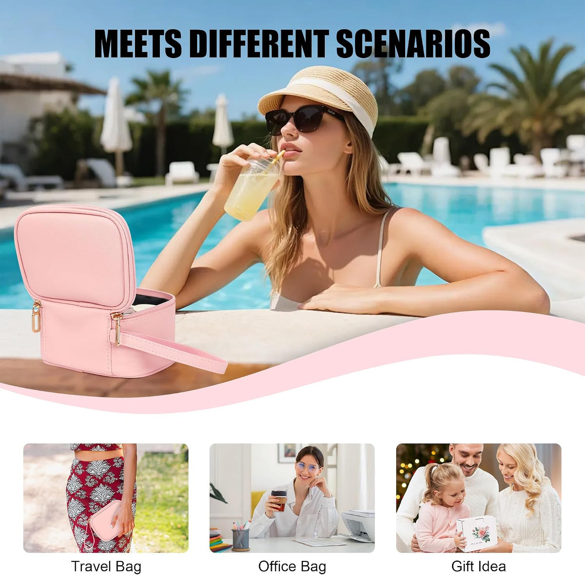 Mini Makeup Bag with Led Mirror, Rechargeable Portable Makeup Pouch