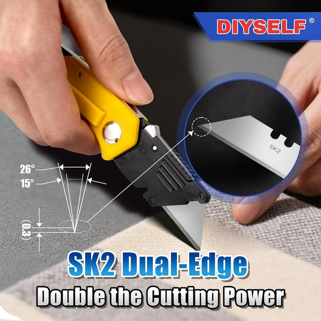 100 Pack Box Cutter Blades, SK2 Steel Utility Knife Blade Refills