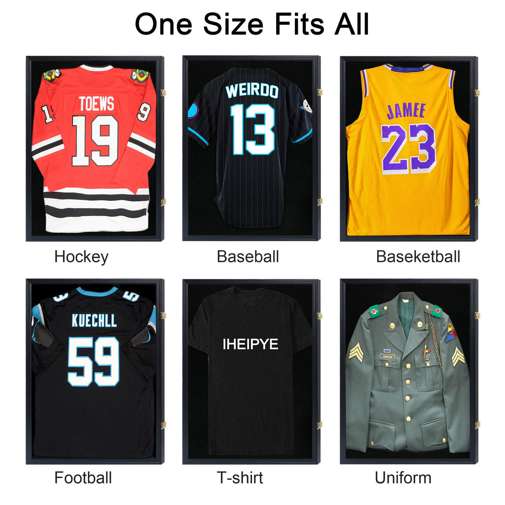 Jersey Display Frame Case, Large Sport Jersey Shadow Box, Black