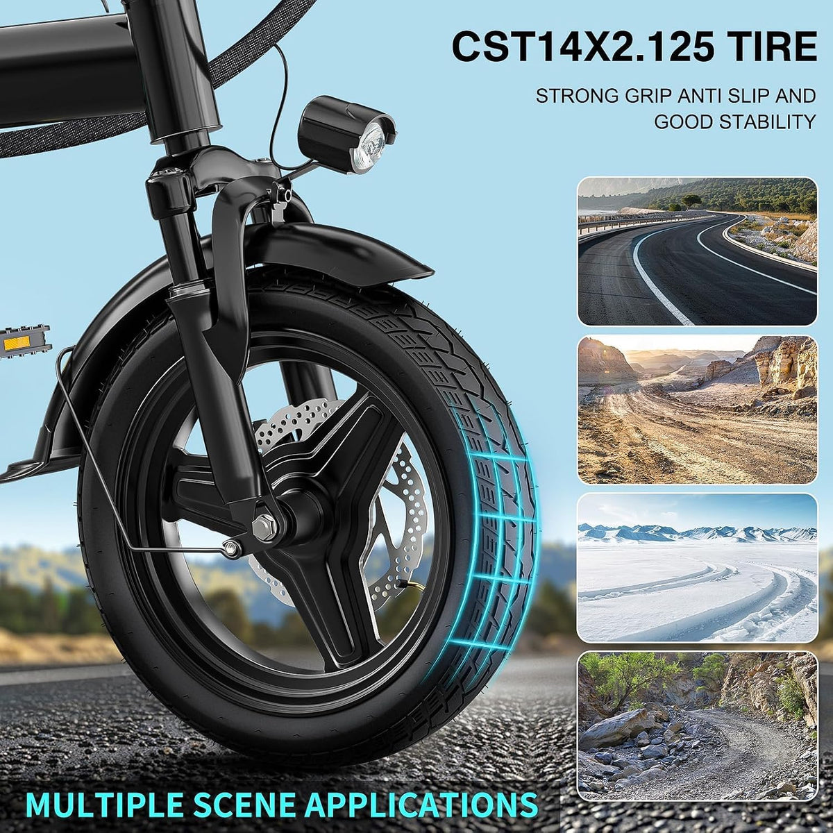 Electric Bike for Adults, 1200W Peak Motor Commuter Ebike, 20-28MPH Speed, 32 Miles Range, Removable Waterproof