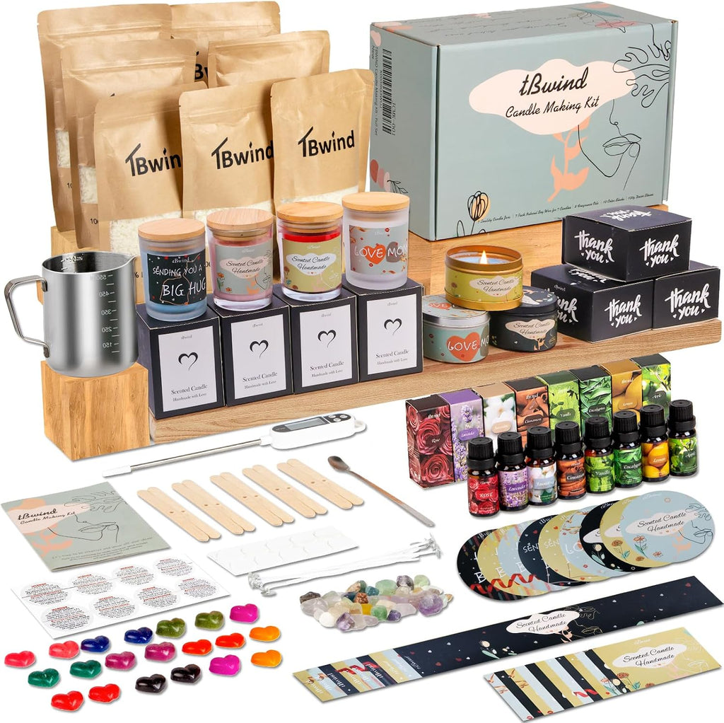 Candle Making Kit, Soy Candle Making Supplies DIY Candle Craft Tools for Adults, Beginners with 8 Pleasant Scents