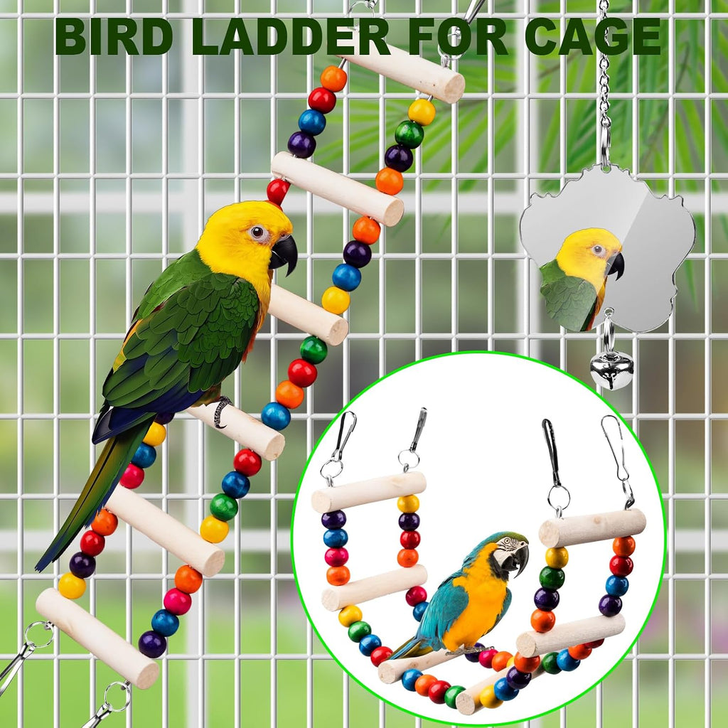 Bird Toys for Parakeets 7Pcs, Wood Parrots Budgie Cage Accessories, Bird Perch Swings for Small Conure Cockatiel
