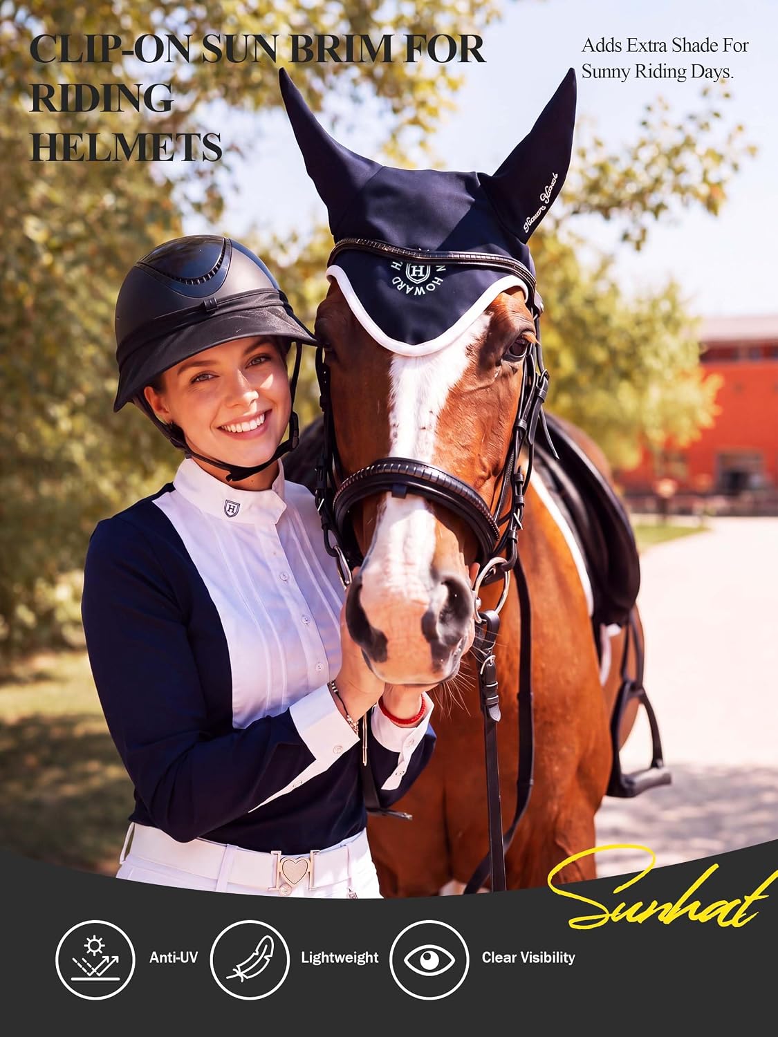 Horse Riding Helmet Visor, Clip-On Sun Brim