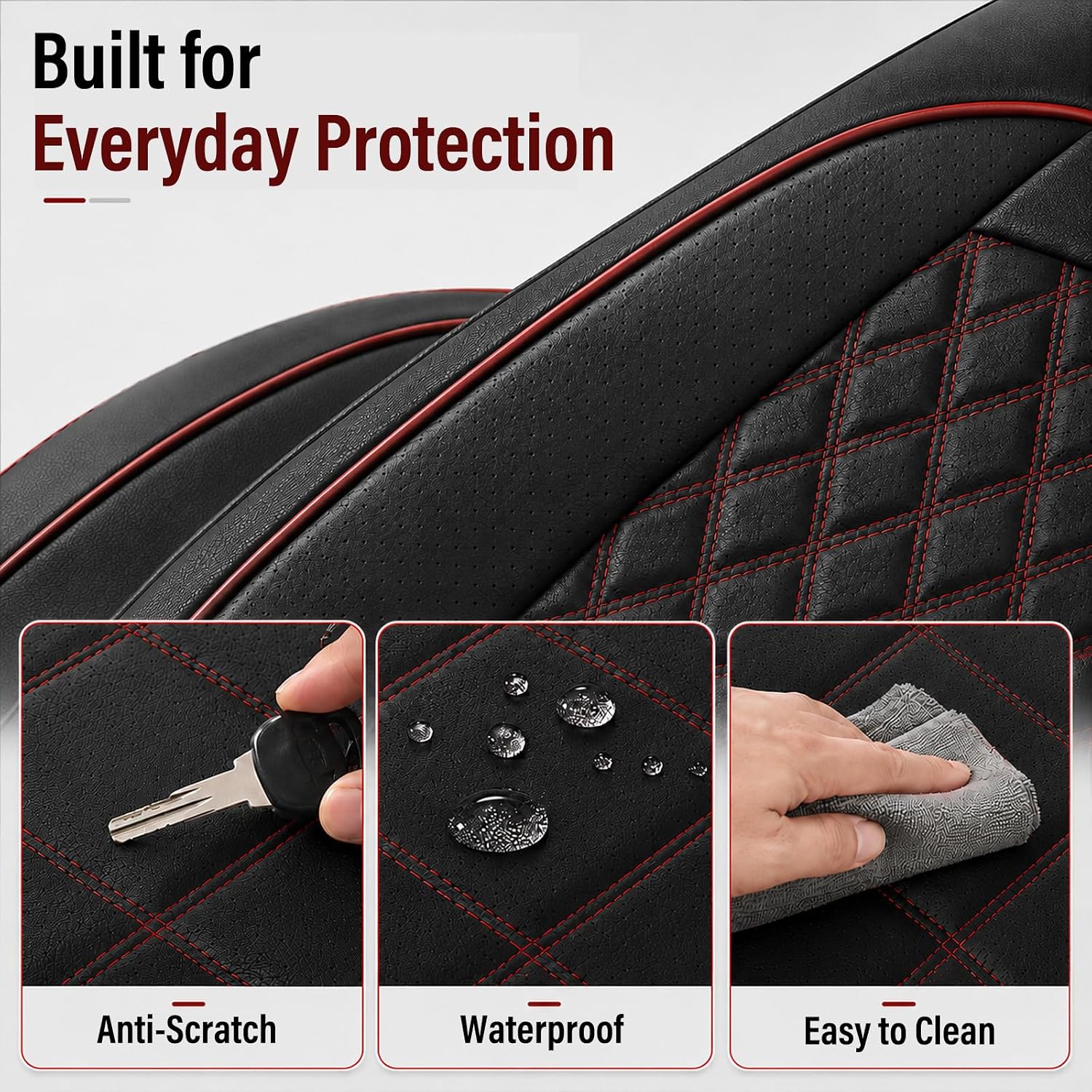 Car Seat Covers Full Set, Breathable and Waterproof Napa Leather Car Seat Cover, Interior Universal Fit for Cars