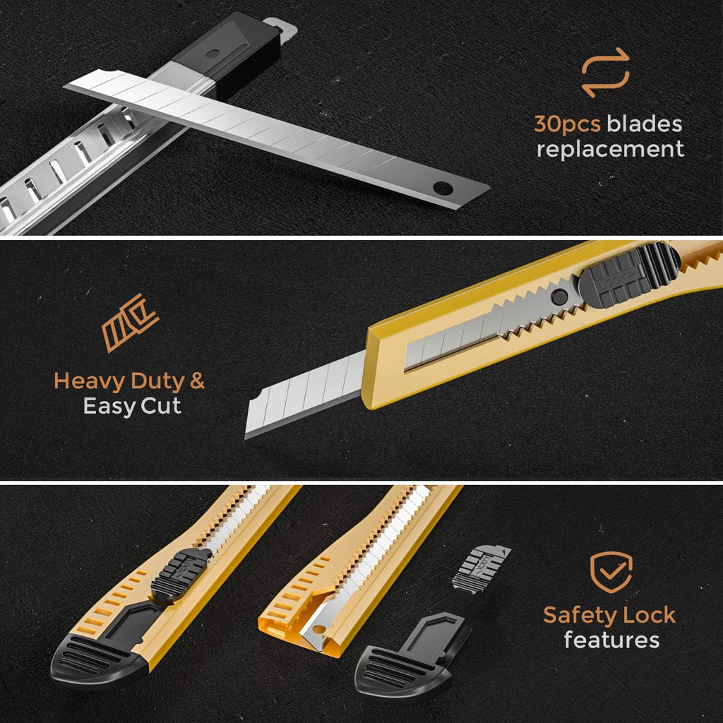 15 PCS Utility Knife, Retractable Box Cutters Razor Knife Snap 9mm