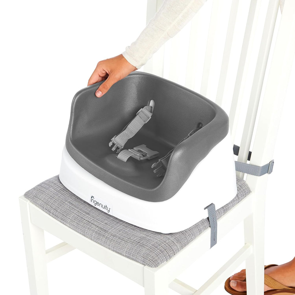 SmartClean Toddler Booster Seat for Kitchen Chair – Lightweight for on-the-go, Easy-Clean, 3-Point Harness Strap –