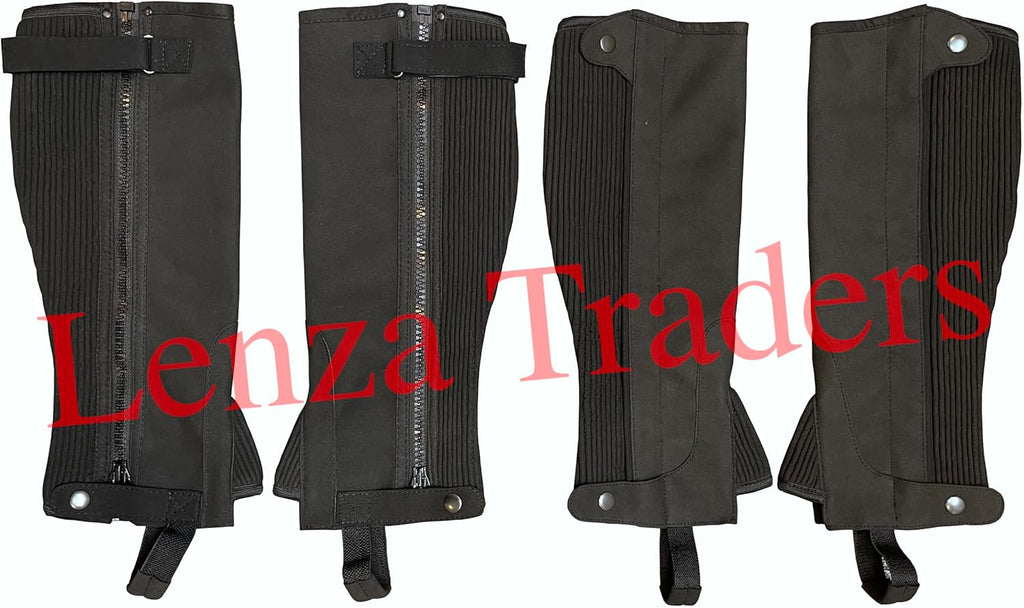 Half Chaps Black Amara Equestrian English Riding Unisex Adult Half Chap Premium Synthetic Amara Leather