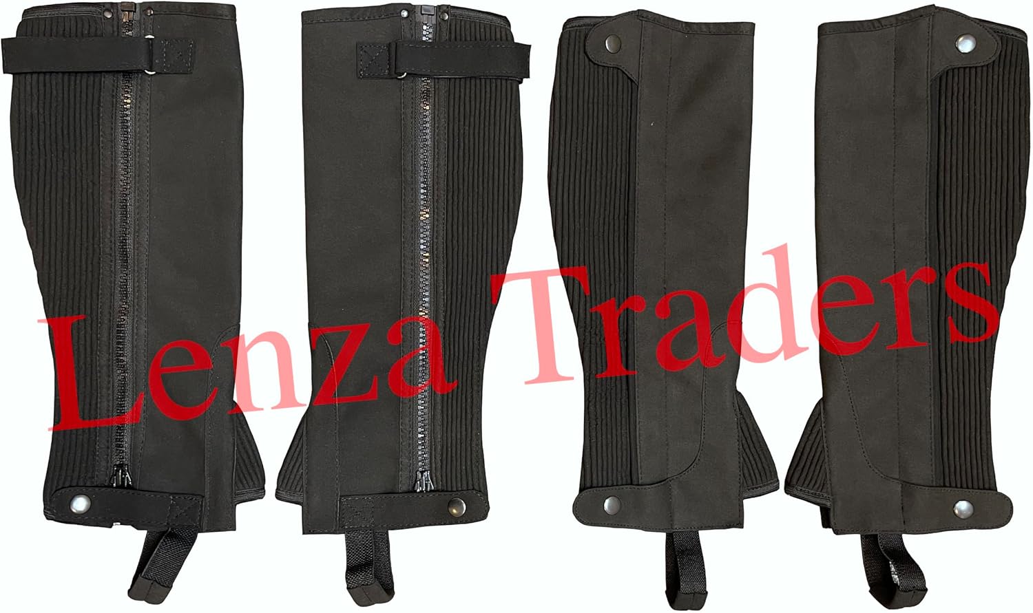 Half Chaps Black Amara Equestrian English Riding Unisex Adult Half Chap Premium Synthetic Amara Leather