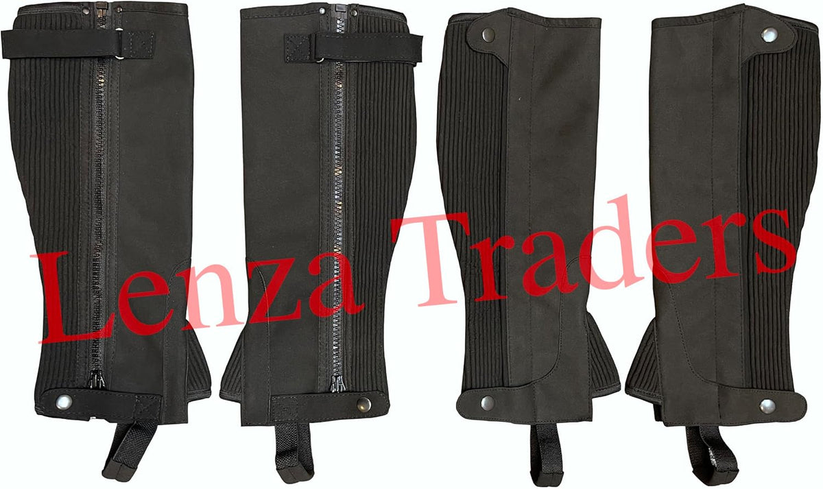 Half Chaps Black Amara Equestrian English Riding Unisex Adult Half Chap Premium Synthetic Amara Leather