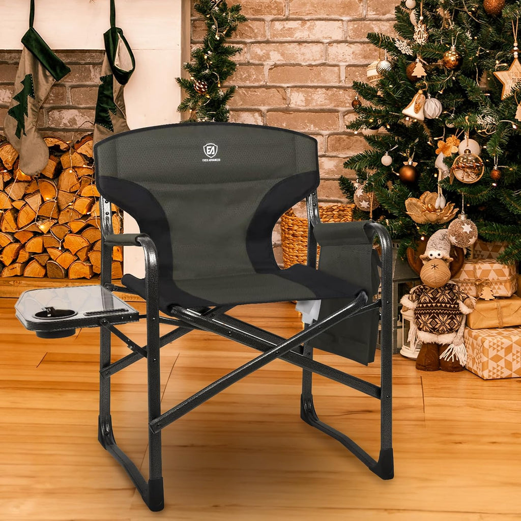 Lightweight Aluminum Director Camping Chair, 350 lb Capacity | 19" Joint-Friendly Seat for Easy Standing with Side