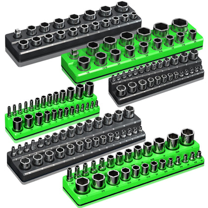 Magnetic Socket Organizer Holder Set For Tool Box Drawer, Toolbox Organization Including 1/4", 3/8" and 1/2" Drive