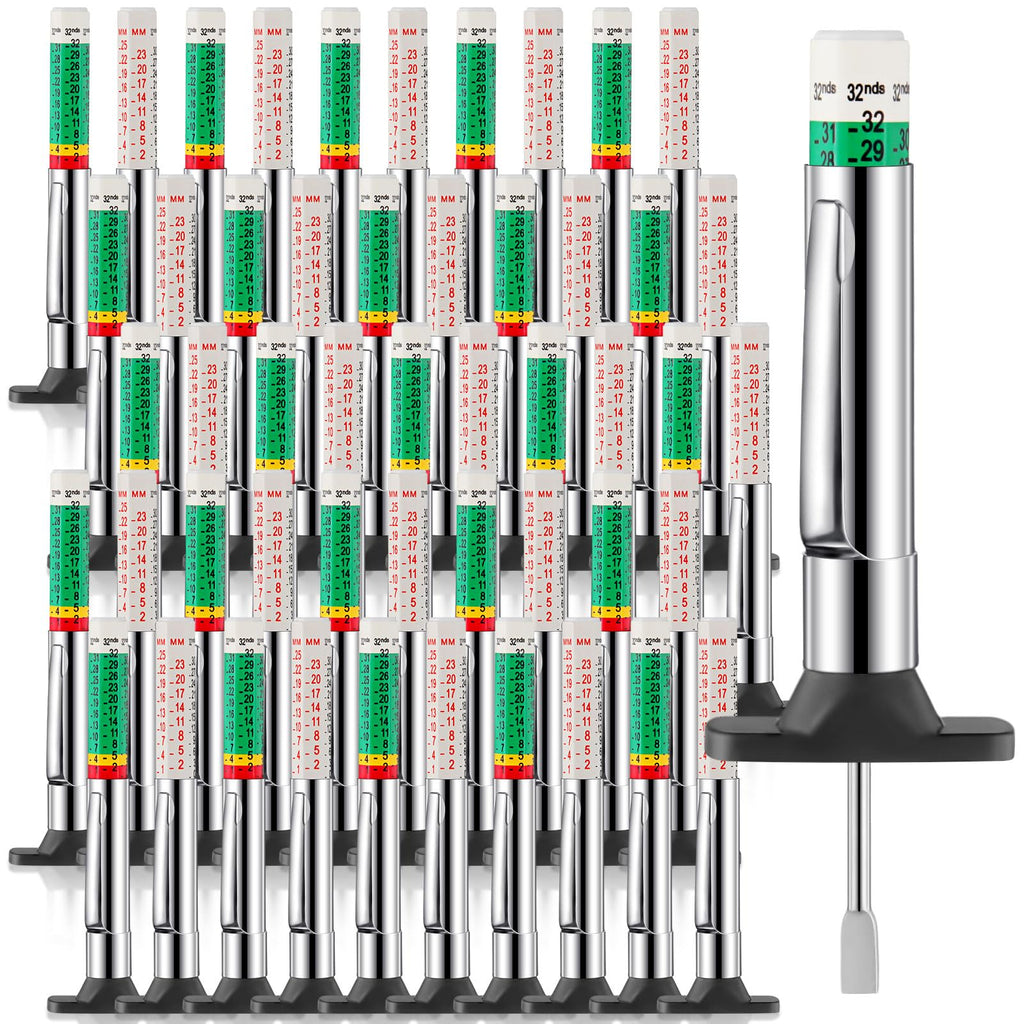 Tellegloww 50 Pcs Tire Tread Depth Gauge Color Coded, White and Green