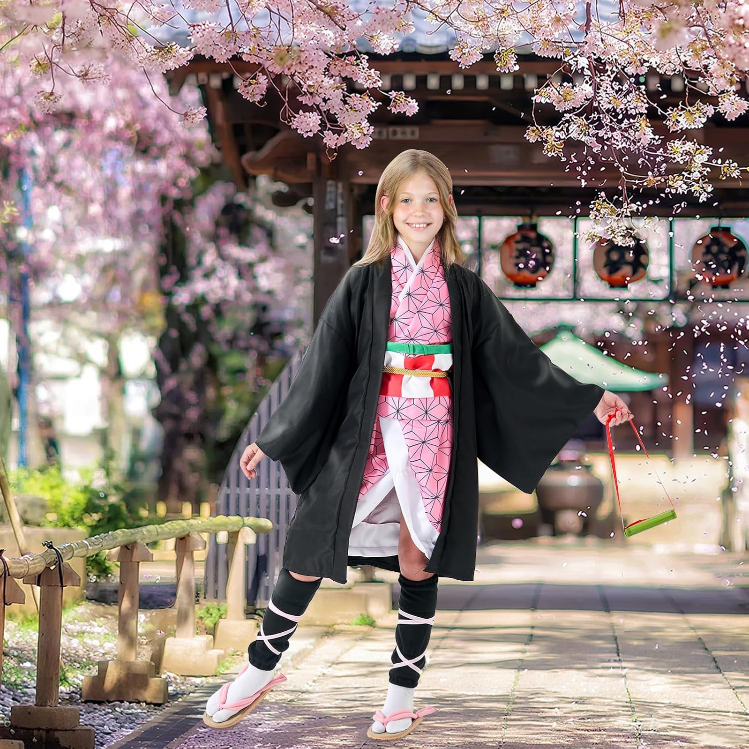 Kamado Anime Cosplay Costume Kimono Outfit, Anime Costume Kids Halloween Costume, Halloween Costume for Boys Girls